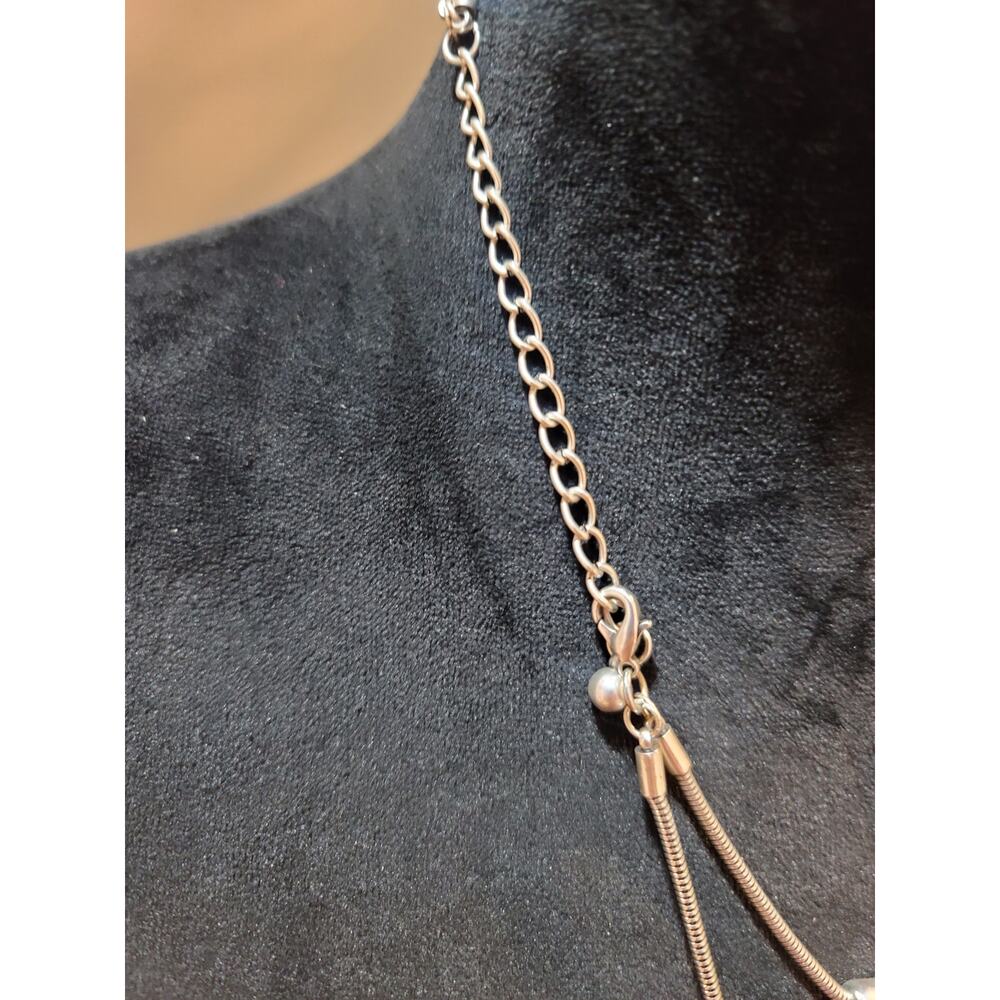 Women's Silver Tone Double Layer Statement Neckla… - image 6